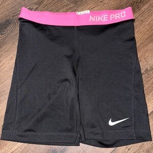 Nike Women's Athletic Shorts Black with Pink Waistband